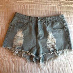 Distressed Denim Shorts